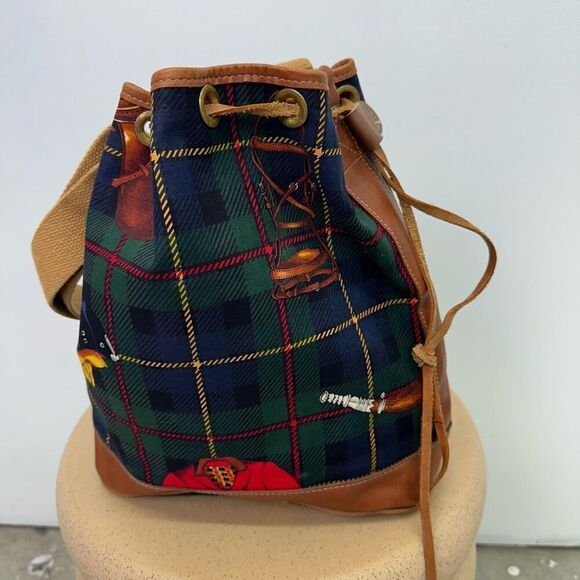 Accessories Unlimited Maine Vintage Plaid Equestrian Printed Canvas Leather Trim - Picture 12 of 16